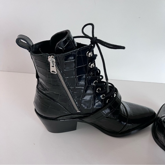 ALLSAINTS Women's Katy Croc-Embossed Boots - Picture 8 of 9
